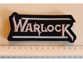 WARLOCK - WHITE NAME LOGO ( SHAPED )