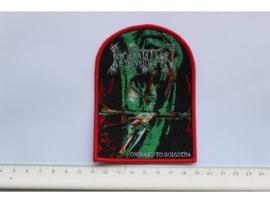 INCANTATION - ONWARD TO GOLGOTHA ( RED BORDER ) WOVEN