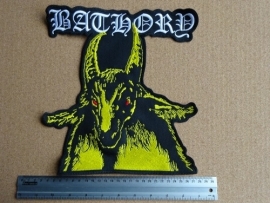 BATHORY - WHITE LOGO + YELLOW GOAT, RED EYES