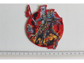 IRON MAIDEN - MAIDEN ENGLAND ( RED BORDER ) WOVEN, LASERCUT