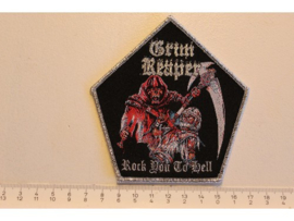 GRIM REAPER - ROCK YOU TO HELL ( SILVER BORDER ) WOVEN