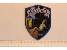 MORTICIAN - CHAINSAW DISMEMBERMENT ( BLUE BORDER ) WOVEN