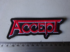 ACCEPT - RED/WHITE NAME LOGO ( SHAPED )