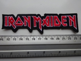 IRON MAIDEN - RED/WHITE STRIP LOGO