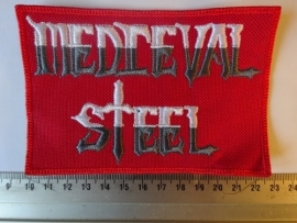 MEDIEVAL STEEL - WHITE/GREY LOGO ( RED BORDER )
