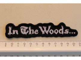 IN THE WOODS... WHITE NAME LOGO ( SHAPED )