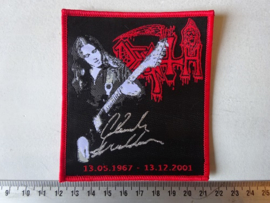 DEATH - CHUCK SCHULDINER ( RED BORDER ) WOVEN