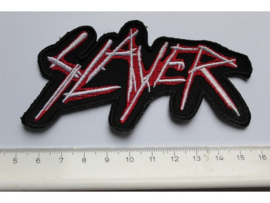 SLAYER - WHITE/RED NAME LOGO ( SHAPED )