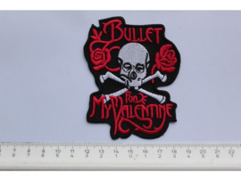 BULLET FOR MY VALENTINE - RED NAME LOGO + WHITE SKULL