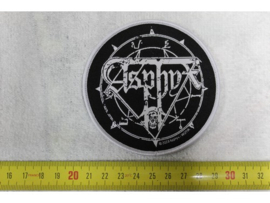 ASPHYX - WHITE LOGO ( WHITE BORDER ) WOVEN