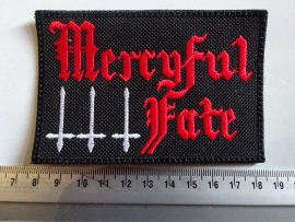 MERCYFUL FATE - RED NAME LOGO + WHITE CROSS | Patches | Riffs Merchandise
