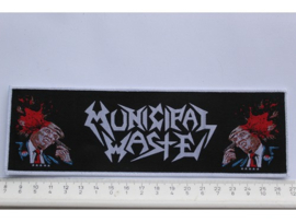 MUNICIPAL WASTE - SHOOTING TRUMP ( WHITE BORDER ) WOVEN STRIPE