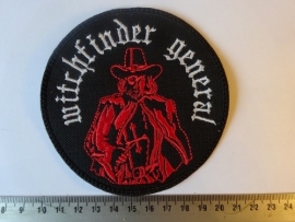 WITCHFINDER GENERAL - WHITE LOGO + RED DEMON ( CIRCLED )