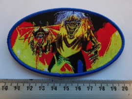 IRON MAIDEN - NUMBER OF THE BEAST ( BLUE BORDER ) OVAL WOVEN