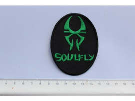 SOULFLY - GREEN NAME LOGO ( BLACK BORDER )