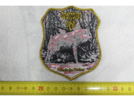DESTROYER 666 - UNCHAIN THE WOLVES ( GOLD GLITTER BORDER ) WOVEN