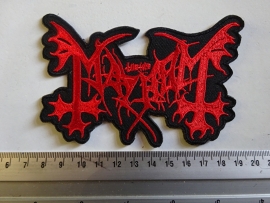 MAYHEM - RED NAME LOGO ( SHAPED )