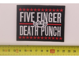 FIVE FINGER DEATH PUNCH - RED/WHITE NAME LOGO + RED STARS