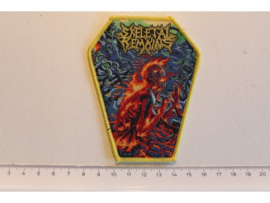 SKELETAL REMAINS - CONDEMNED TO MISERY ( YELLOW BORDER ) WOVEN