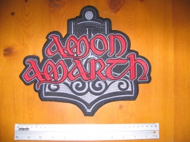 AMON AMARTH - RED LOGO + THOR HAMMER