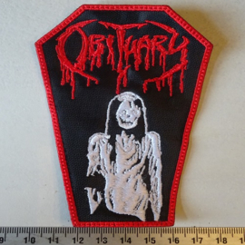 OBITUARY - RED LOGO COFFIN SHAPED
