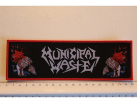 MUNICIPAL WASTE - SHOOTING TRUMP ( RED BORDER ) WOVEN STRIPE