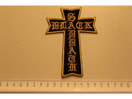 BLACK SABBATH - BLACK/YELLOW CROSS + NAME