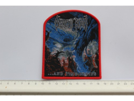 DECREPIT BIRTH - AND TIME BEGINS.. ( RED BORDER ) WOVEN