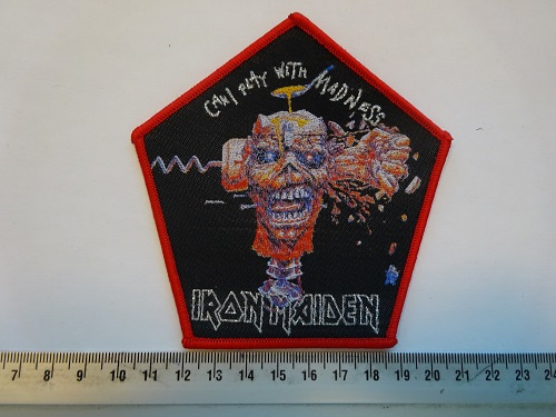 Iron Maiden Can I Play With Madness Red Border Woven Patches Riffs Merchandise