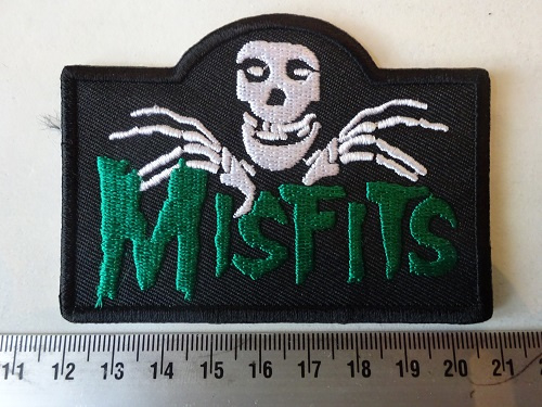 Misfits Green Name Skull Shaped Patches Riffs Merchandise