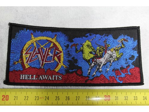 SLAYER - HELL AWAITS ( BLACK BORDER ) WOVEN, Patches