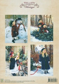 A4 knipvel Nellie's Christmas Colour Vintage NEVI015 "Snow fun"
