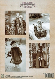 A4 knipvel Nellie's Christmas Vintage NEVI011 "Merry Christmas"