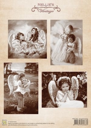 A4 knipvel Nellies Vintage colour - Angel praying NEVI042