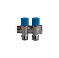 Collector 3/4" met afsluitkranen 2 x M22 - Blauw