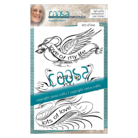 COOSA Crafts clear stamps A6 #3 - Birds 'LOTS OF LOVE' - 10 Qty
