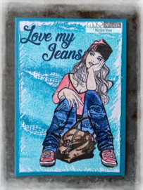 COOSA Crafts Clear Stamps #20 - Love my jeans - Ripped Jeans A6