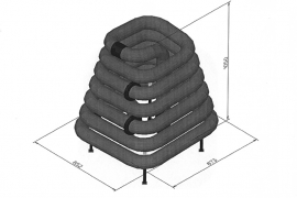 Pyramide Saunagaskachel (Saunagasoven) voor 2 branders 50 KW