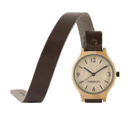 MEN BAMBOO watch DOUBLE Leather or Cork strap with numbers (3-6-9-12)