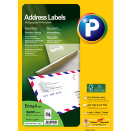 Printec adreslabel 64,6 x 33,8 mm 24 etiketten per vel