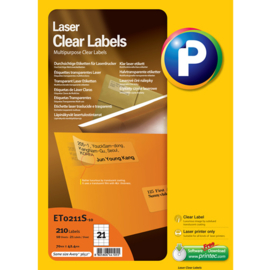 Printec Laser Clear label 70x42,3  21 etiketten per vel