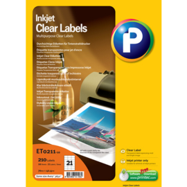 Printec inktjet Clear label 70x42,3  21 etiketten per vel