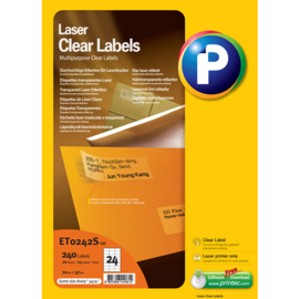 Printec Laser Clear label 70x37  24 etiketten per vel