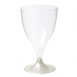 Glas, wijnglas, PS, pearl, 200ml, wit/glashelder. 20 st.