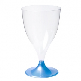 Glas, wijnglas, PS, pearl, 200ml, blauw/glashelder. 20 st.