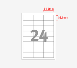 Printec adreslabel 64,6 x 33,8 mm 24 etiketten per vel