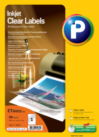 Printec Inktjet Clear label 210 x 297 1 etiketten per vel