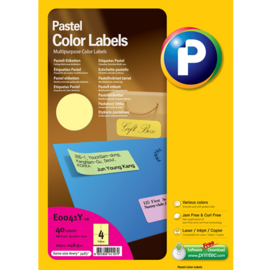 Printec verzendlabel pastel geel 105 x 148,5 mm 4 etiketten per vel