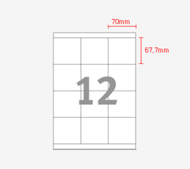 Printec adreslabel 70 x 67,7 mm 12 etiketten per vel