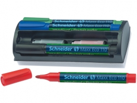 Whiteboardmarker Schneider Maxx Eco 110 assorti etui a 4st. + wisser